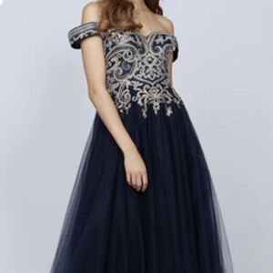 Navy sweetheart Ballgown Long Dress